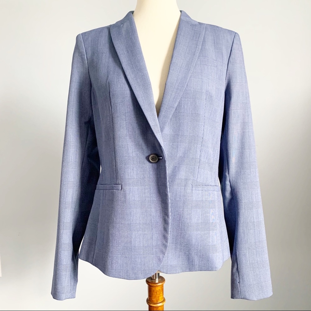BANANA REPUBLIC Blue Window Pane Plaid Blazer